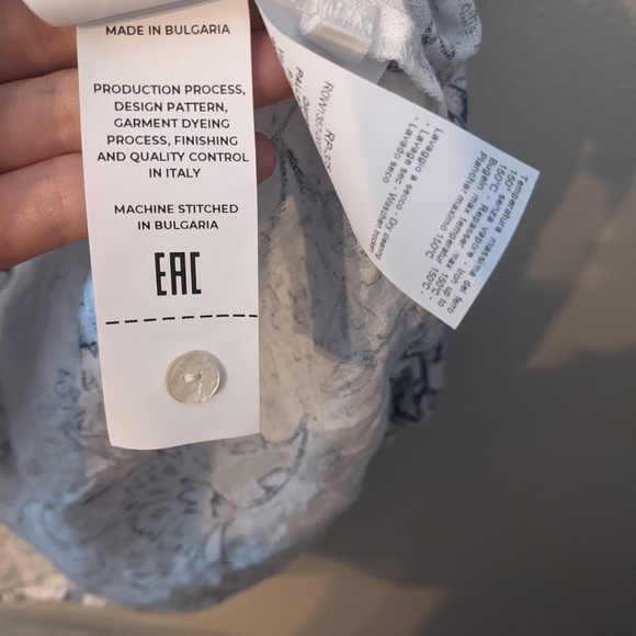 120% Lino White and Blue Floral Tunic NWT - Picture 5 of 6